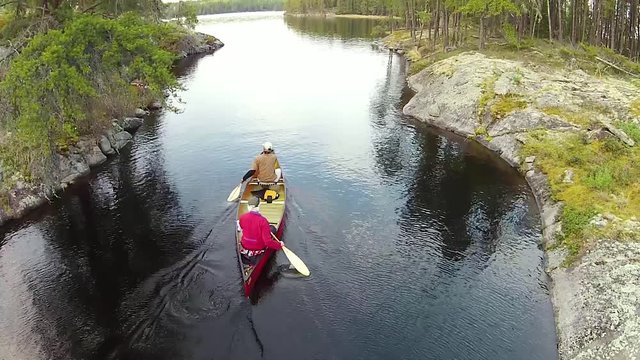 Paddling in the rocky Canadian Shield country of eastern Manitoba.