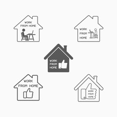 work from home icon, work at home vector, icon set