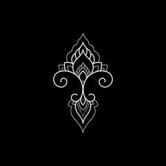 Ethnic Mandala ornament on black background. Henna tattoo design. Vector illustration