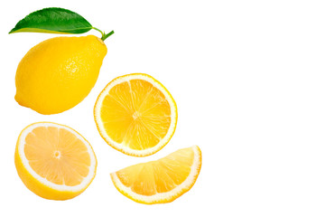 Naklejka na ściany i meble lemon lime fruit with slice isolated on white background. Top view. Flat lay.