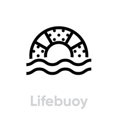 Lifebuoy icon. Editable Vector Outline.