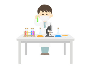 初心者マークを持った科学者のイラスト Beginner Wall Mural Beginn R Design