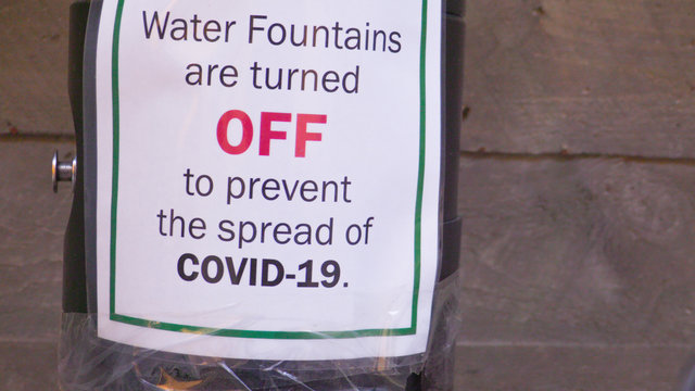 Sign For Closed Drinking Fountain In City