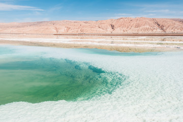 Fototapeta na wymiar view of a salt lake in northwest of China