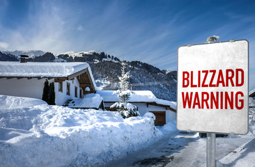 Blizzard warning roadsign