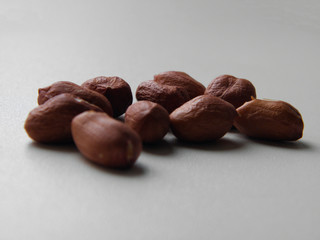 Peanuts raw peeled close up