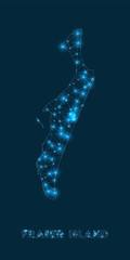 Fraser Island network map. Abstract geometric map of the island. Internet connections and telecommunication design. Stylish vector illustration.