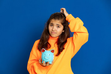 Preteen girl with yellow jersey