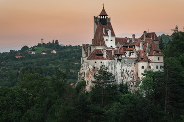 Bran Castle at sunset best known as Dracula's Castle, home of Vlad Tepes Dracula, Brasov, Transylvania, Romania