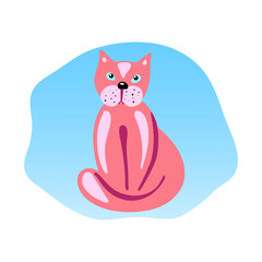 Vector cute cartoon cat illustration isolated on white background.