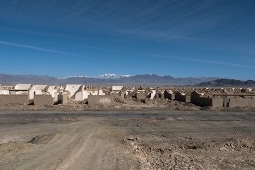 view of the ruins of the abandoned oil town, Lenghu, China