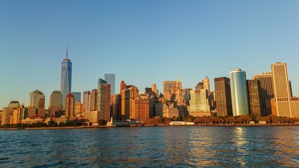 Beautiful landscape on unforgettable Manhattan view.  Blue sky on background. 
