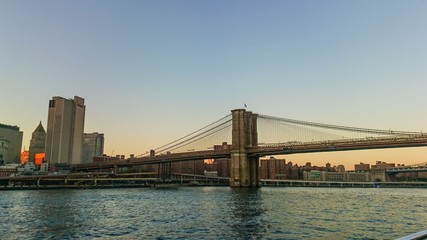 Fototapeta na wymiar Beautiful landscape view on one of the bridges in Manhattan. USA. New York.