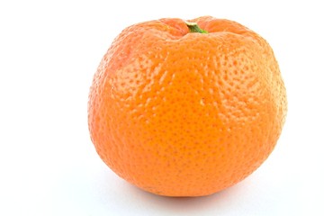 Orange Mandarin (Clementine). Fruit. Tangerine whole with a small stem. Separated on white background.
