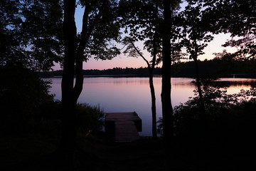 Fototapeta na wymiar Sunset on Pemaquid Pond, Maine, USA.