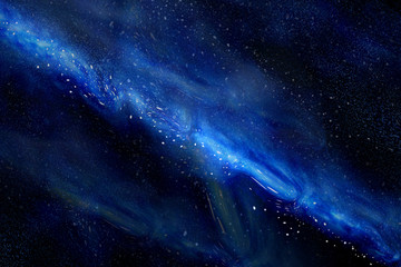 Naklejka na ściany i meble Starry night sky space background. Dark sky blue milky way with star-filled background