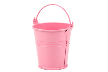 empty pink metal bucket isolated on white background © tapong117