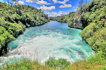 The Huka Falls on the Waikato River in New Zealand.