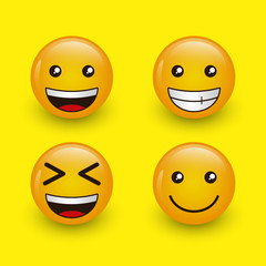 emoticon design with emoticon template face smile in 3d style Free Vector