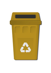 Bright yellow trash can. Separate collection of garbage and waste. The concept of environment, ecology. Icon for your design. Vector