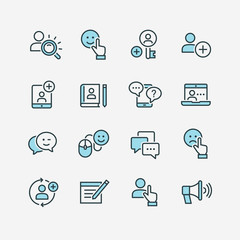 Chat and message related line icons