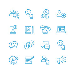 Chat and message related line icons