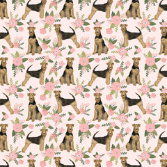 Airedale Terrier Dog Pattern Fabric
