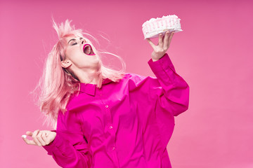 young woman with curlers