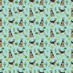 Airedale Terrier Dog Pattern Fabric