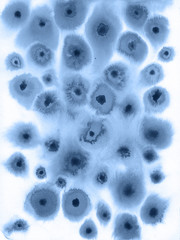 Abstract watercolor indigo blue stains background