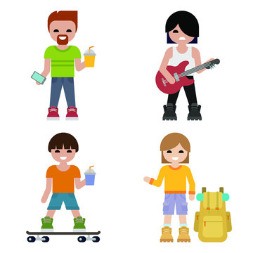 Set of people icons in flat style. Man characters in different roles. Flat design. Vector illustration