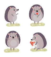Hedgehog. Four vector characters. Illustration © Guz Anna