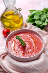 Homemade Tomato Soup on white Background