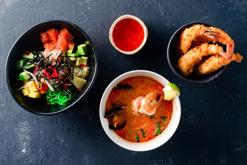 Tom Yam, Poke and Shrimp with Sauce