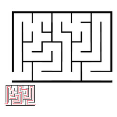 Illustration with labyrinth, maze conundrum for kids. Baby puzzle with entry and exit. Children riddle game.