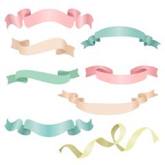 collection with labels, ribbons gradient on white background