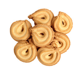 Butter cookies. Isolated on white background. Directly Above.