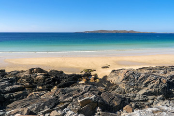 Fototapeta na wymiar White sand beach in Isle of Harris, Outer Hebrides, Scotland / UK