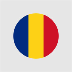 Romania circle button flag. National symbol icon. Vector illustrarion.