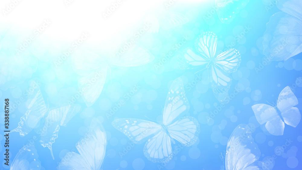 Poster beautiful gradient background with butterflies and highlights