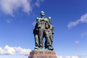 Spean Bridge, Lochaber, Highland, Scotland / UK - August 24, 2014: Commando Memorial Monument / Low...