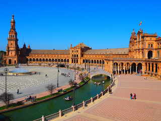 The Plaza de España (Spain Square) in Seville, Spain