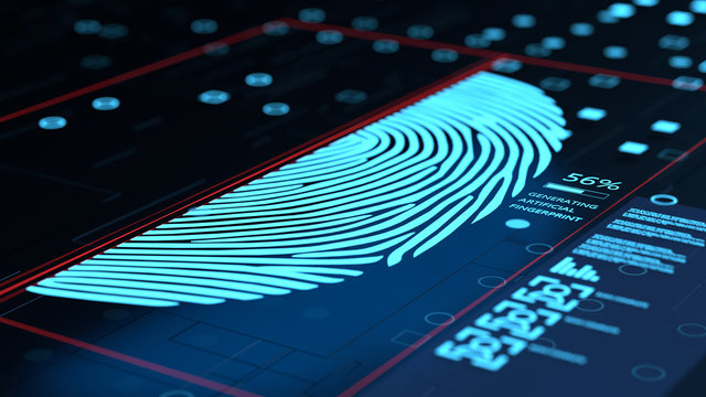 3d illustration of artificial fingerprint generating concept interface