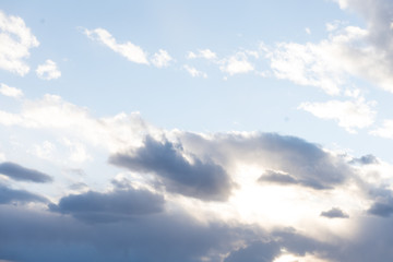 Fluffy white and storm clouds in sky