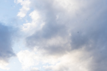 Fluffy white and storm clouds in sky