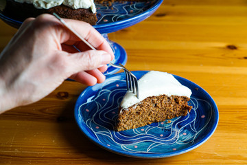Applesauce cake with honey cream cheese frosting