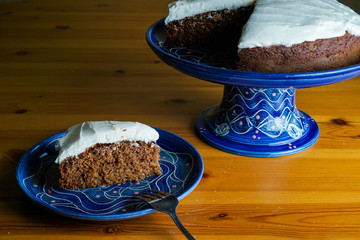 Applesauce cake with honey cream cheese frosting