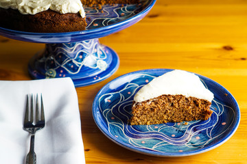 Applesauce cake with honey cream cheese frosting