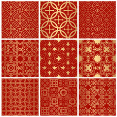 Set of golden chinese patterns
