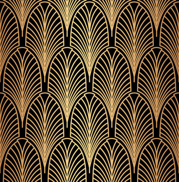 Abstract geometrical golden seamless pattern